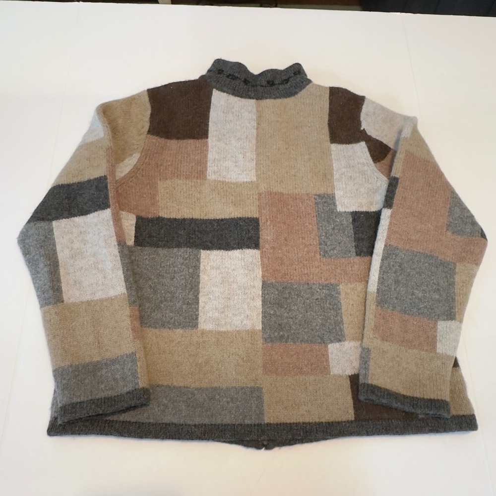 Talbots Petites 100% Wool Full Zip Patchwork Card… - image 7